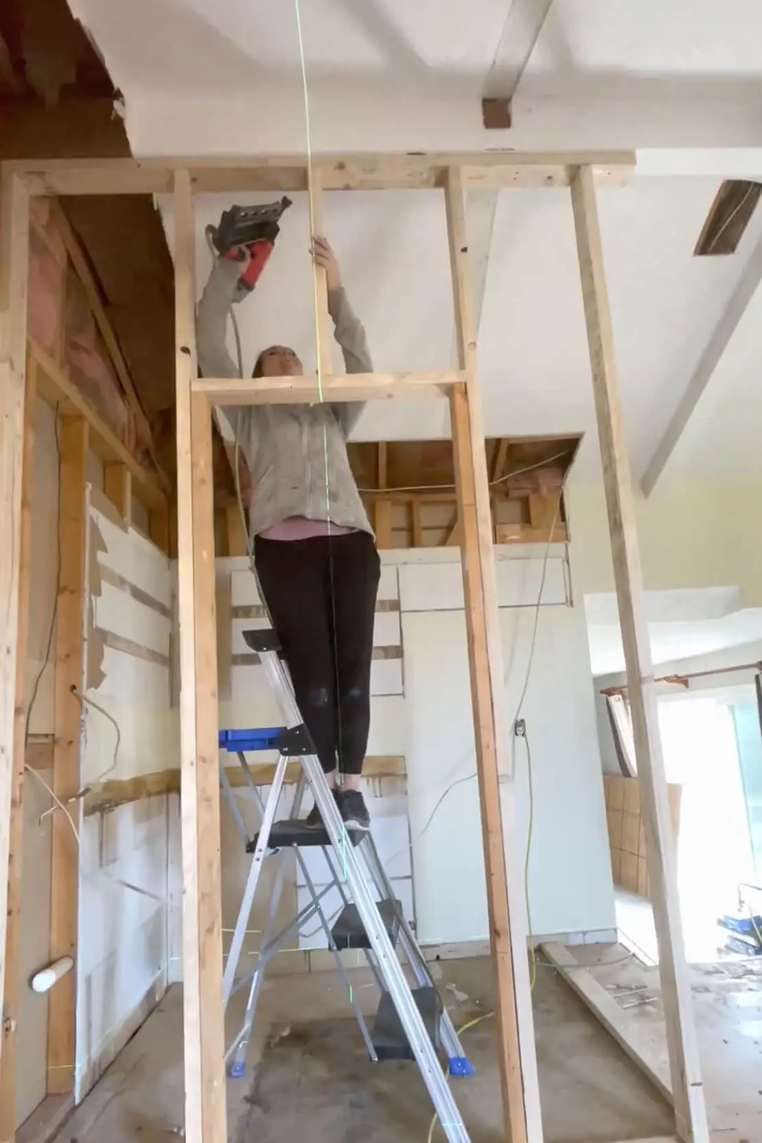 Building a pantry in a DIY kitchen remodel.